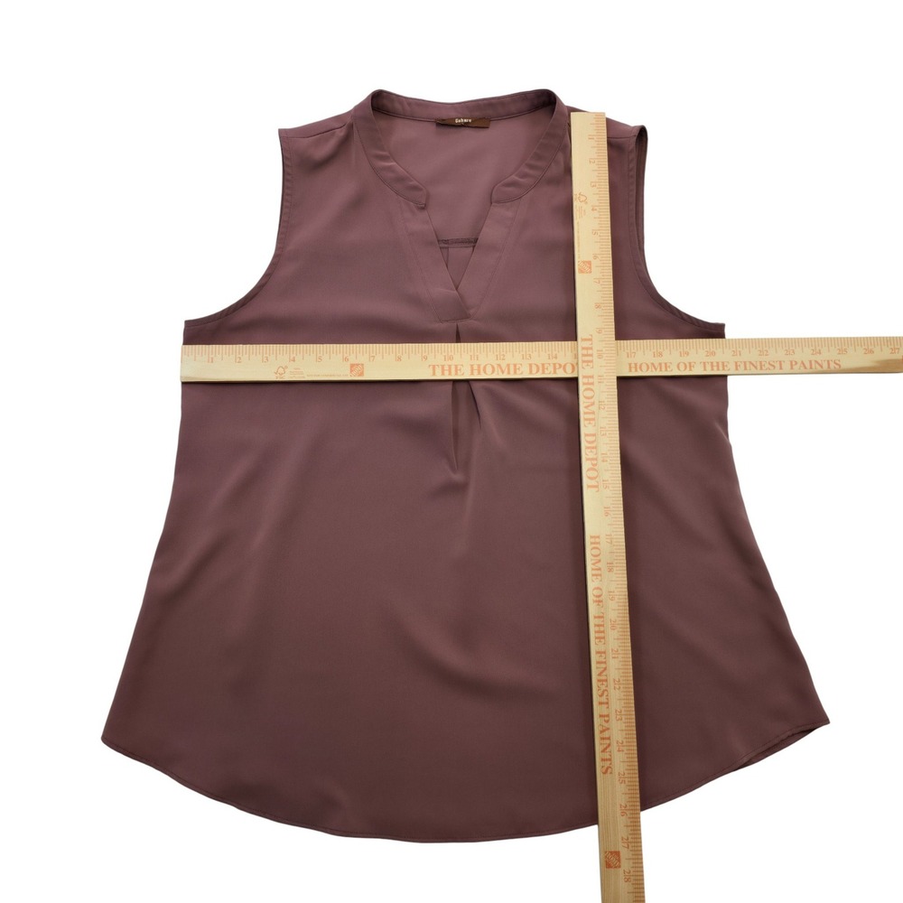 Retro Gaharu Sleeveless Blouse Women's L Purple V-Neck Top Polyester - Picture 7 of 7